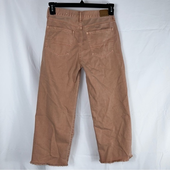 American Eagle Jeans Wide Leg Cropped Raw Hem Hidden Button Fly High Rise Denim - Picture 10 of 16